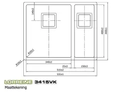 Lorreine 3415VK Exclusive en och en halv diskho i rostfritt stål 3415cm planmontering undermontering och toppmontering 1150178269