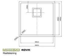 Lorreine 40VK Exclusive rostfri diskho 40x40 cm planmontering undermontering och toppmontering 1150178273
