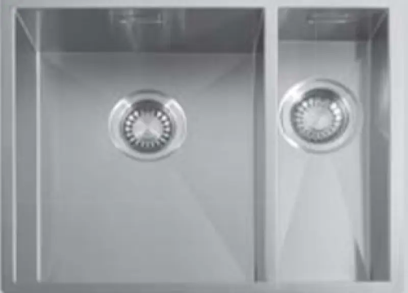 ABK Baronga en och en halv 1,5 rostfri diskho 34x40+15x40 cm planmontering underbyggnad och överbyggnad BAR3415FVI