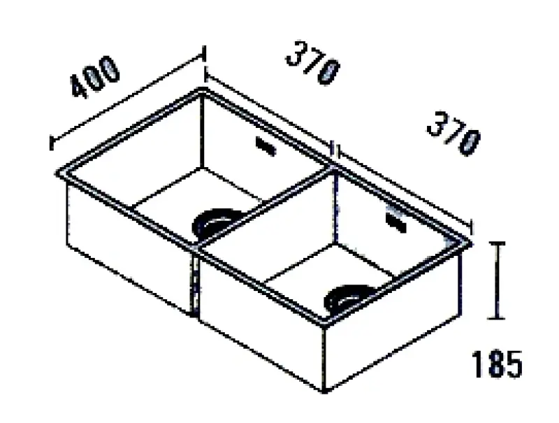 ABK Baronga stor dubbel rostfri diskho 37x40+37x40 cm för planmontering, undermontering och ovanpåliggande montering BAR3737FVI