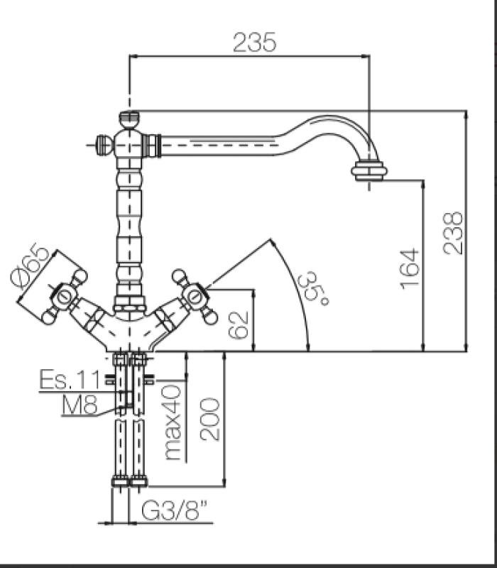 PB Nostalgisk kökskran V1910 Rostfritt stål