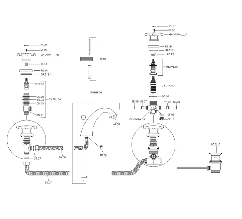 Huber Victorian 3-håls Termostatisk Tvättställsblandare Brons VTT7101027