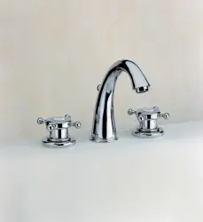 Huber Victorian 3-håls termostatisk tvättställsblandare rostfritt stål VTT710102A