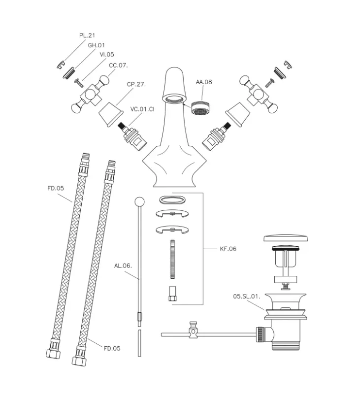 Huber Victorian Tvättställsblandare Guld VT0005102G