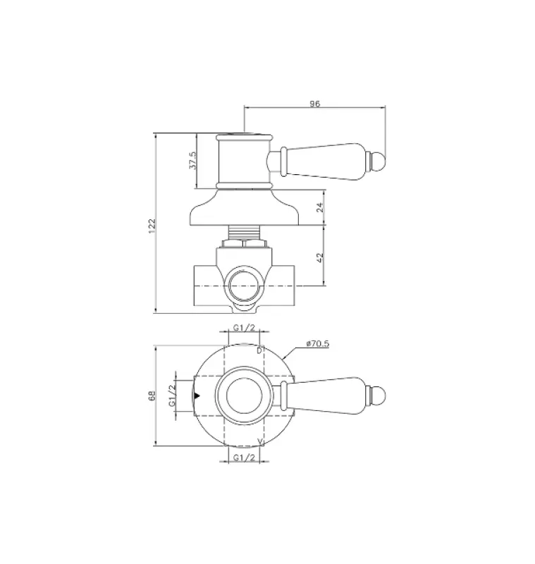 Huber Victorian 2-vägs omkastare rostfritt stål 653.VT01H.NS