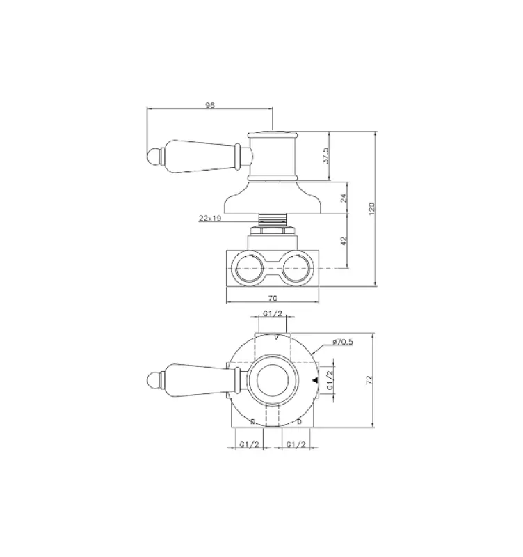 Huber Victorian 3-vägs Omkastare Rostfritt Stål VT0002702A