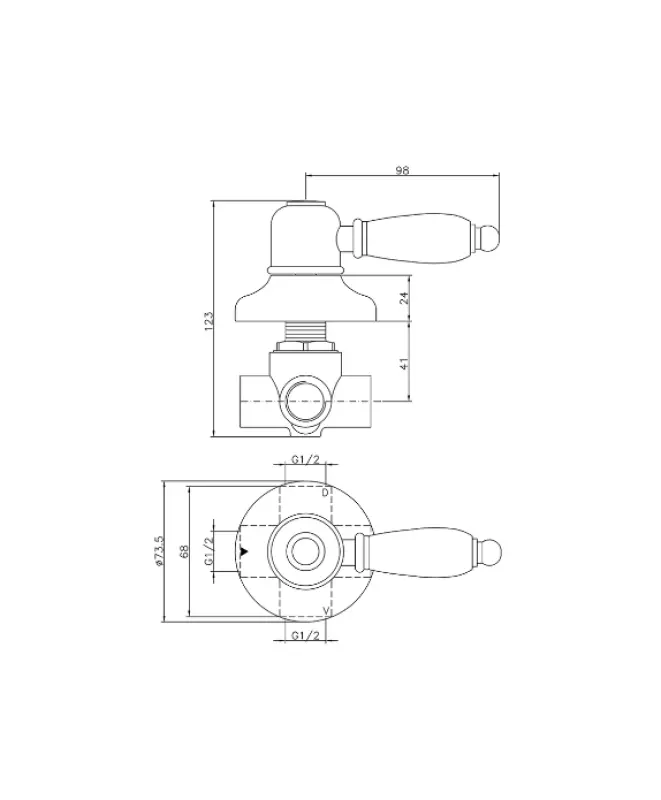 Huber Croisette Omställningskran Brons 1/2 653.CS01H.BA