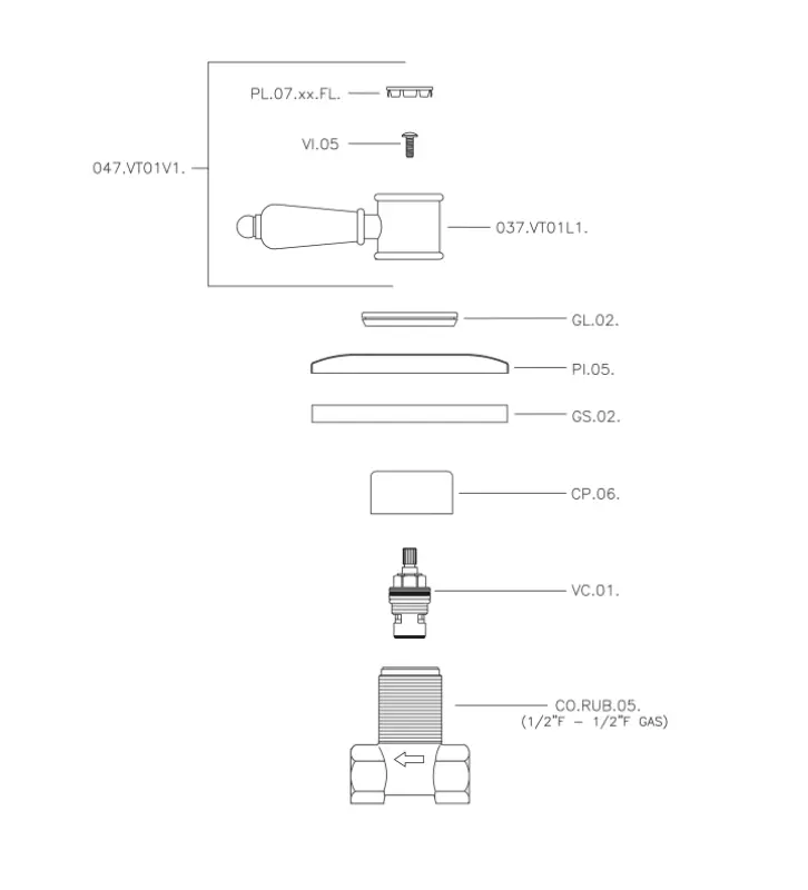 Huber Victorian inbyggnad Stopventil Guld VT0003102G