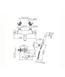 Huber Croisette Badtermostatblandare med handduschset Brons CSD2701027