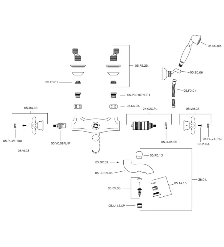 Huber Croisette Badtermostatblandare med handduschset Brons CSD2701027
