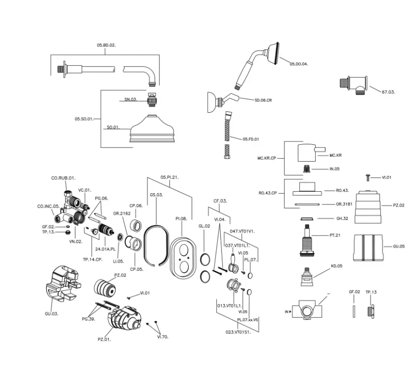 Huber Victorian Termostatisk Inbyggd Duschset Brons 913.VT01H.BA