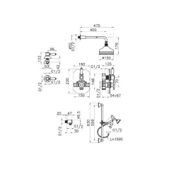 Huber Viktoriansk Termostatisk Inbyggd Duschset Brons 91.2VT01H.BA