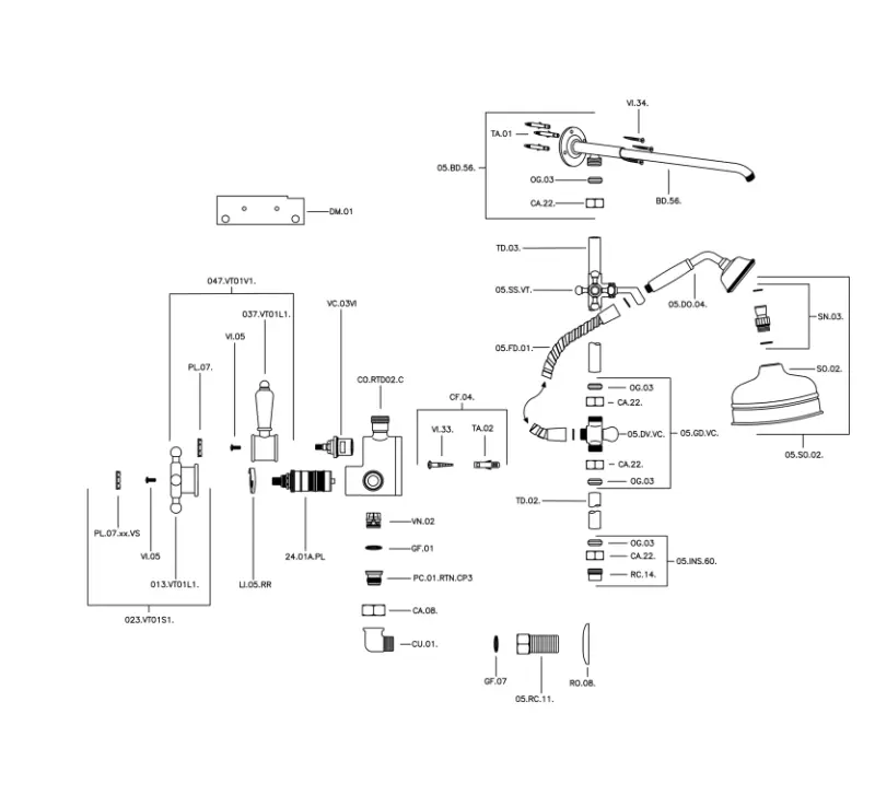 Huber Viktoriansk Termostatisk Duschset 20cm Guld 590.VT21H.AG