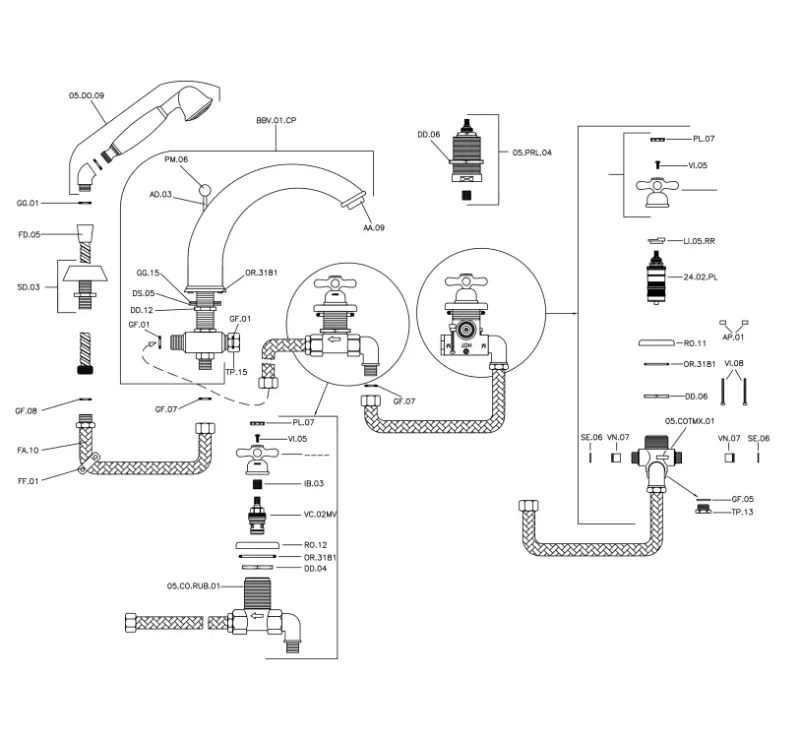 Huber Croisette 4-håls badkarskran Termostatisk Brons CST7601027