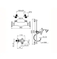 Huber Viktoriansk Termostatisk Duschkran med Glidskenset Brons VTS0101027