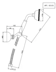 Huber Victorian handdusch med upphängningskrok och duschslang RVS 63.03H.AC