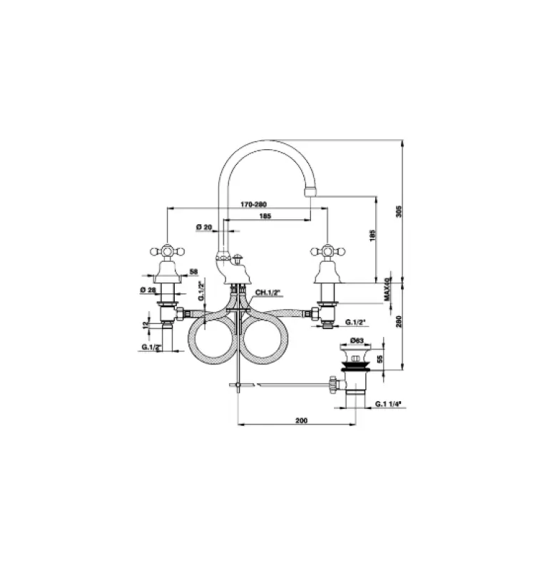Cisal Arcana Keramisk Tvättställsblandare 3-håls Krom AC00106021