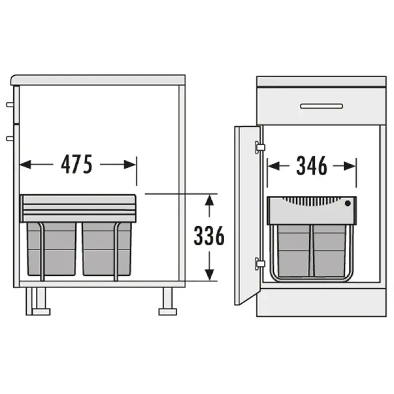 Hailo Tandem S 3 Avfallshink 1x18+2x8,5l 1153449232