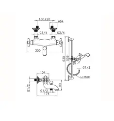 Huber Croisette Badblandare med termostat Krom/Guld CSS270107G