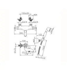 Huber Croisette Badtermostatblandare med handduschset Krom/Guld CSD270107G
