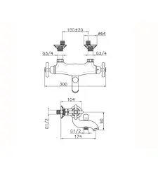 Huber Croisette Badkarsblandare Termostat Krom/Guld CST270107G