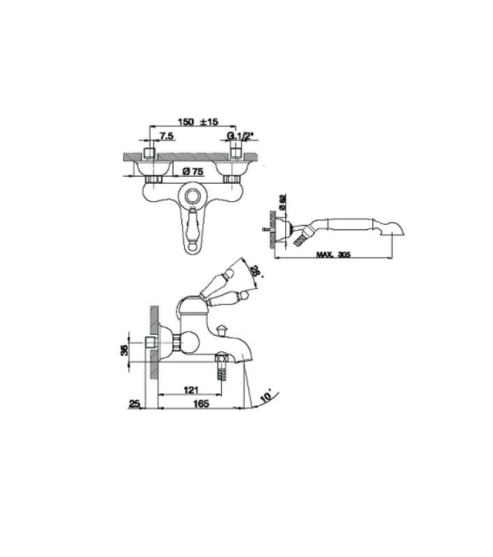 Huber Croisette Badblandare med Handduschset Krom CM00012021