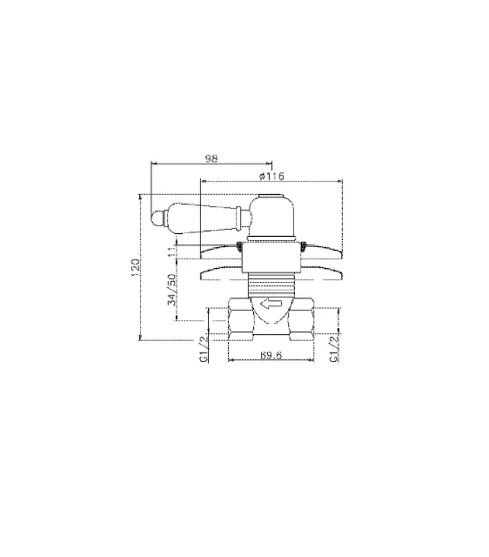 Huber Croisette Inbyggnad Stopventil Guld CS0003102G