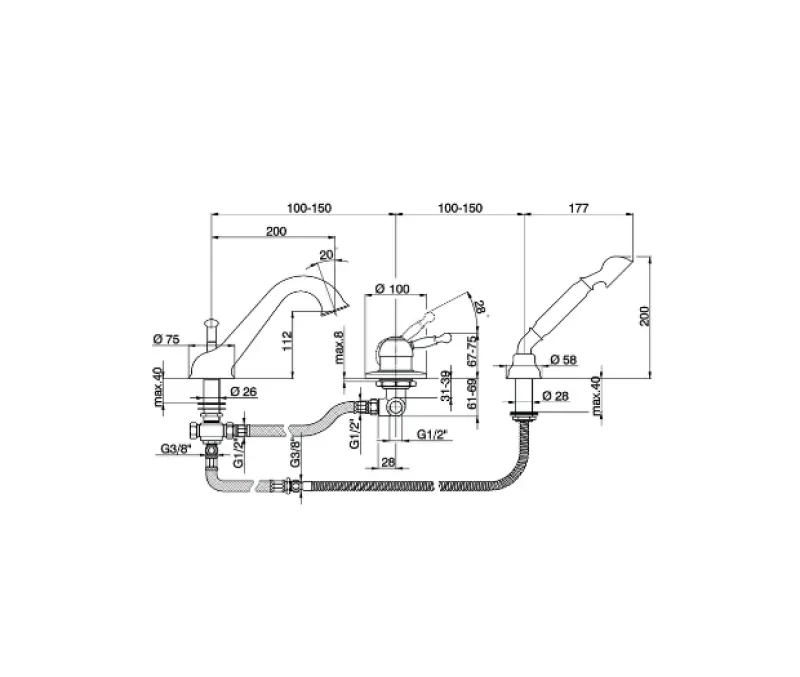 Cisal Arcana Royal Badkarblandare badkarskantmontering Guld AY00126024