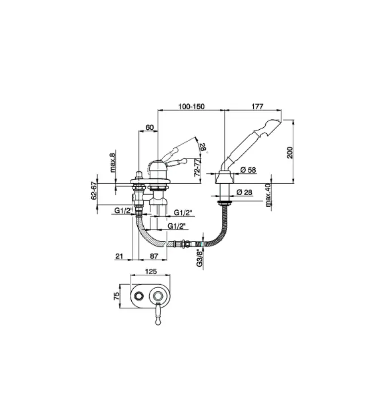 Cisal Arcana Royal Badkarblandare kantmontering Brons AY00129027