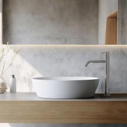 Waterevolution Flow tvättställsblandare med högt utlopp för tvättställ, inkl. klickplugg, krom T11501