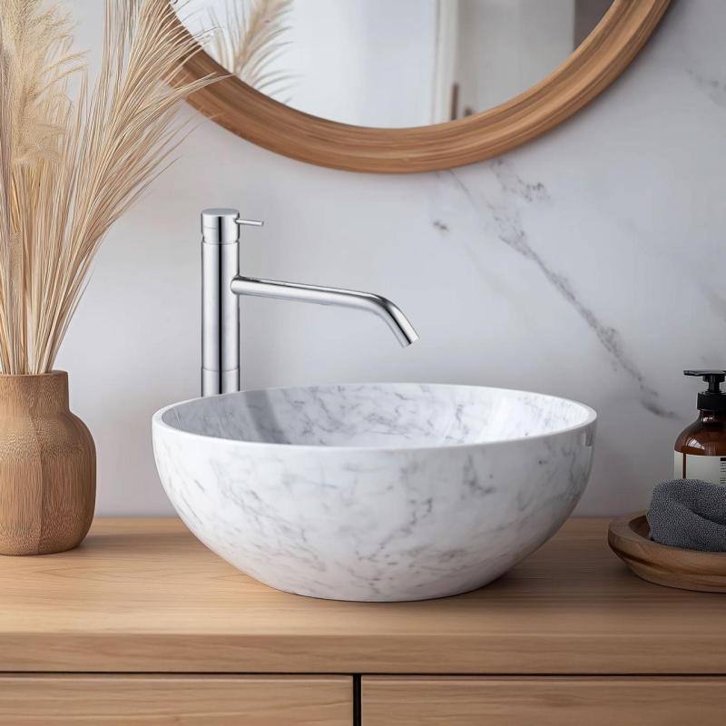 Waterevolution Flow tvättställsblandare med högt utlopp för tvättställ, inkl. klickplugg, krom T11501