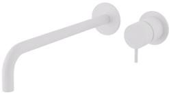 Waterrevolution Flow inbyggd tvättställsblandare matt vit med utloppspip 25cm T116BBR-25