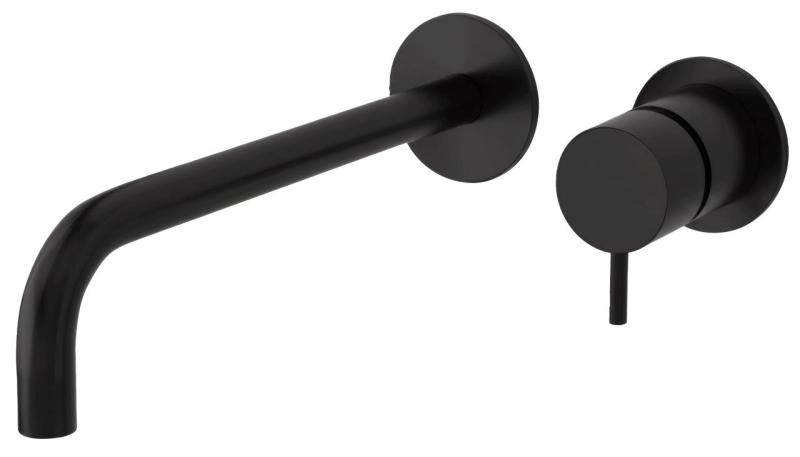 Waterevolution Flow inbyggd tvättställsblandare matt svart med utlopp 25 cm T116BPR-25