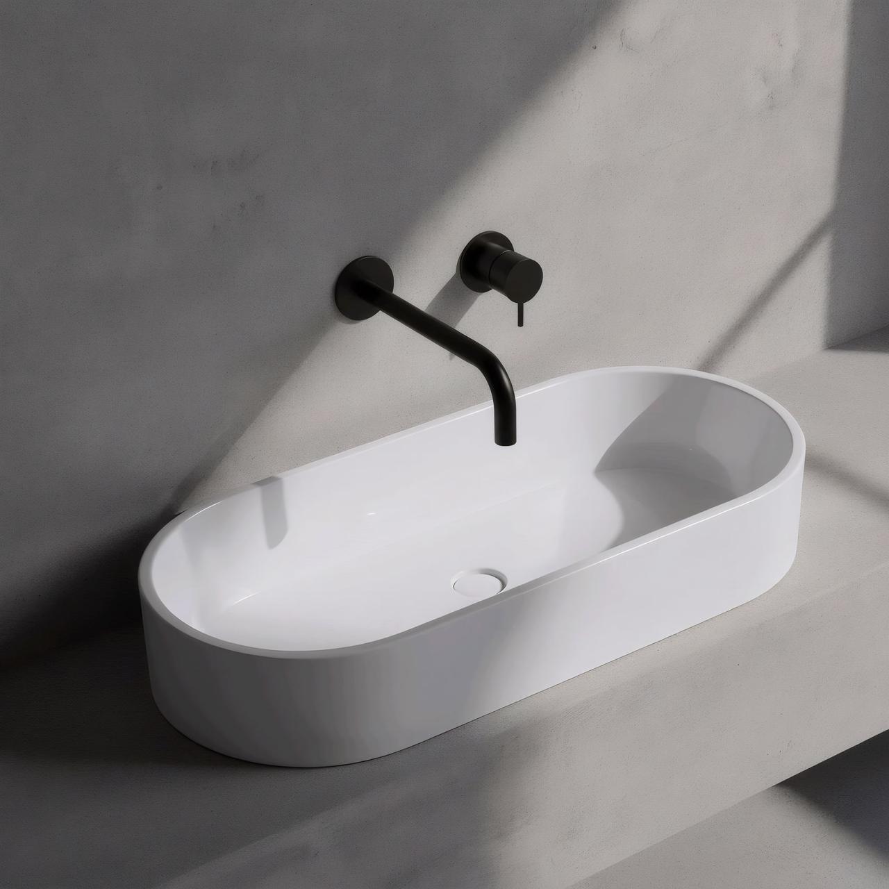 Waterevolution Flow inbyggd tvättställsblandare matt svart med 25 cm pip T116BPR-25