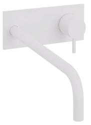 Waterevolution Flow inbyggd tvättställsblandare med täckplatta matt vit med utloppspip 25 cm T1161BBR-25