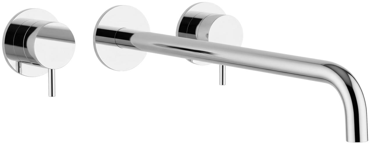 Waterevolution Flow 3-håls inbyggd tvättställsblandare krom med utloppspip 25 cm 1208511212