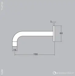 Waterevolution Flow badpip matvit T167115BR längd pip 15 cm