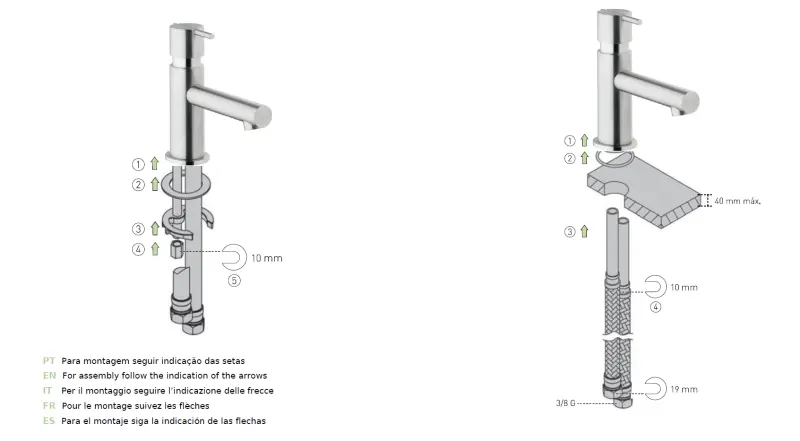 Waterevolution S22 rostfri tvättställsblandare med lyftventil T410IE