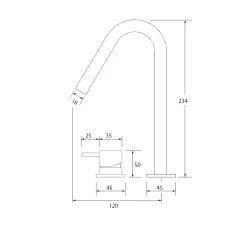 Waterevolution Flow 2-hålstvättställsblandare matt vit med liten V 120mm pip T1121VBR