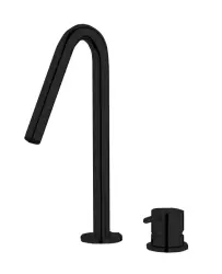 Waterevolution Flow 2-håls tvättställsblandare matt svart med liten V 120mm pip T1121VPR