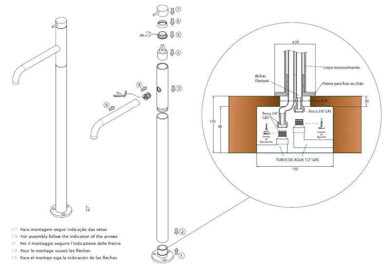 Waterevolution Flow fristående badkarblandare matt vit T134BR