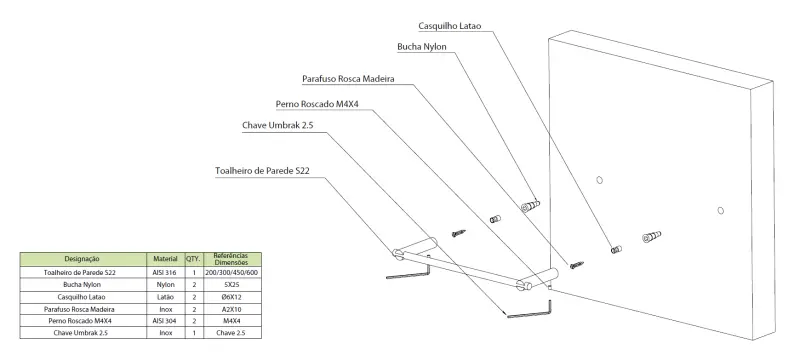 Waterevolution S22 handdukshållare 30 cm rostfritt stål A411IE