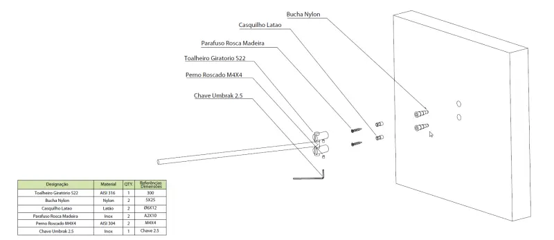 Waterevolution S22 handdukshållare svängbar 30 cm rostfritt stål A415IE