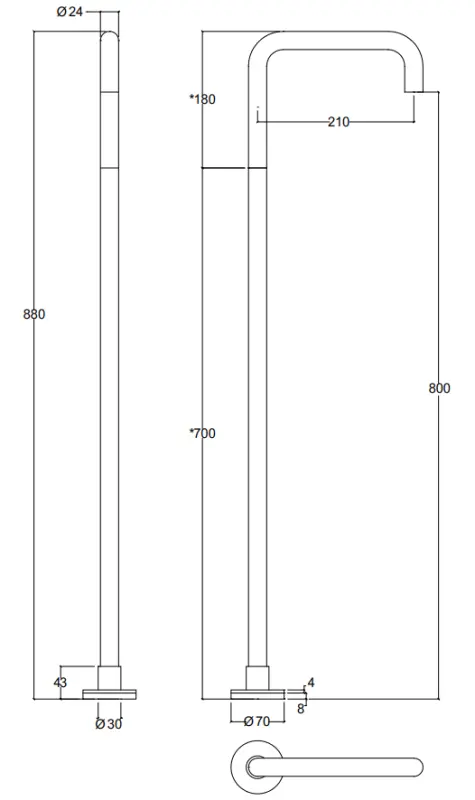 Waterevolution Flow fristående badkarspip stående matt svart T1672H24PR