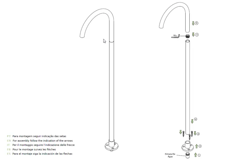 Waterevolution Flow badkarspip stående krom T167301