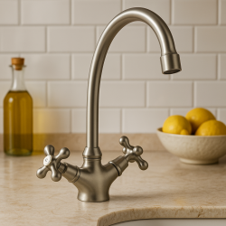 Nostalgisk köksblandare V1900 rostfritt stål