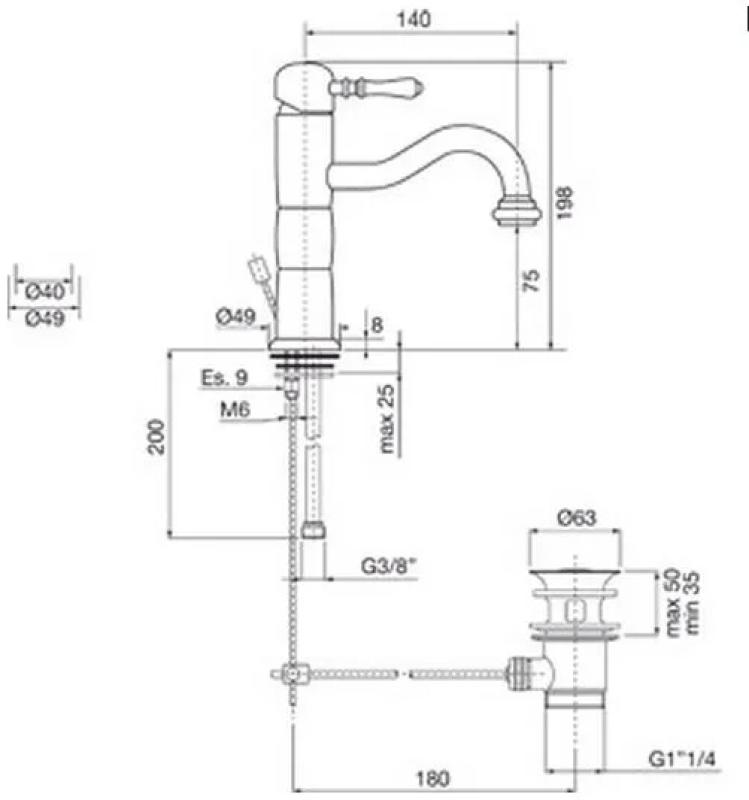 PB Classic klassisk tvättställsblandare pelare krom 1208592552