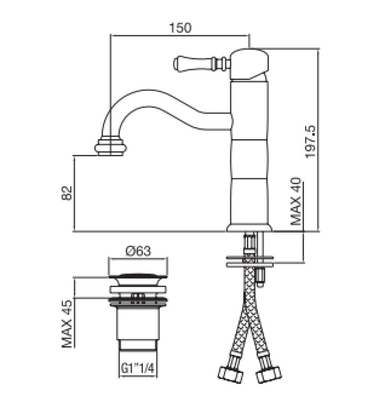 PB Classic klassisk tvättställsblandare pelare brons 1208592572