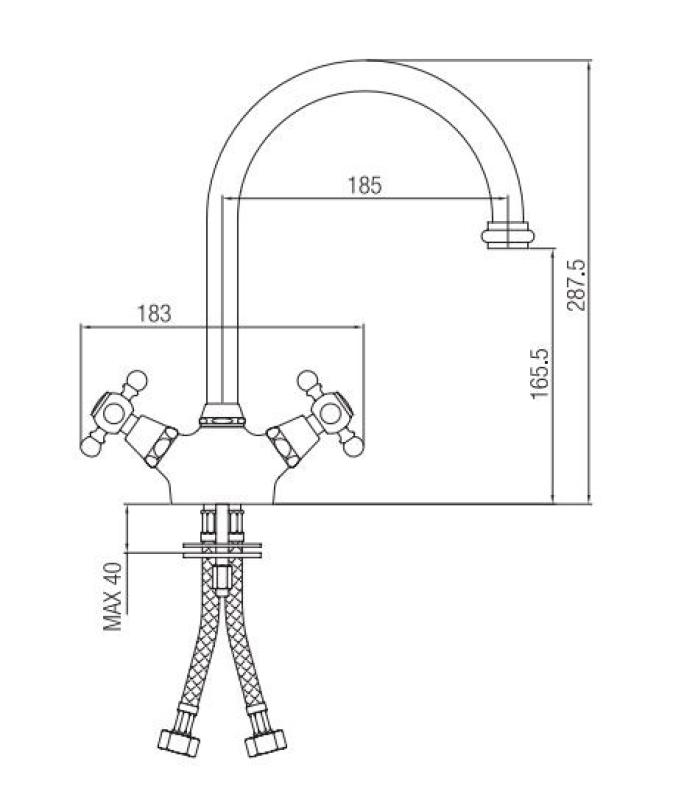 PB Nostalgisk kökskran V1905 Krom
