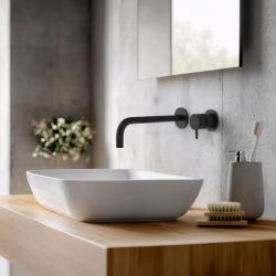 Waterevolution Flow inbyggd tvättställsblandare matt svart med 21 cm pip T116BPR-21